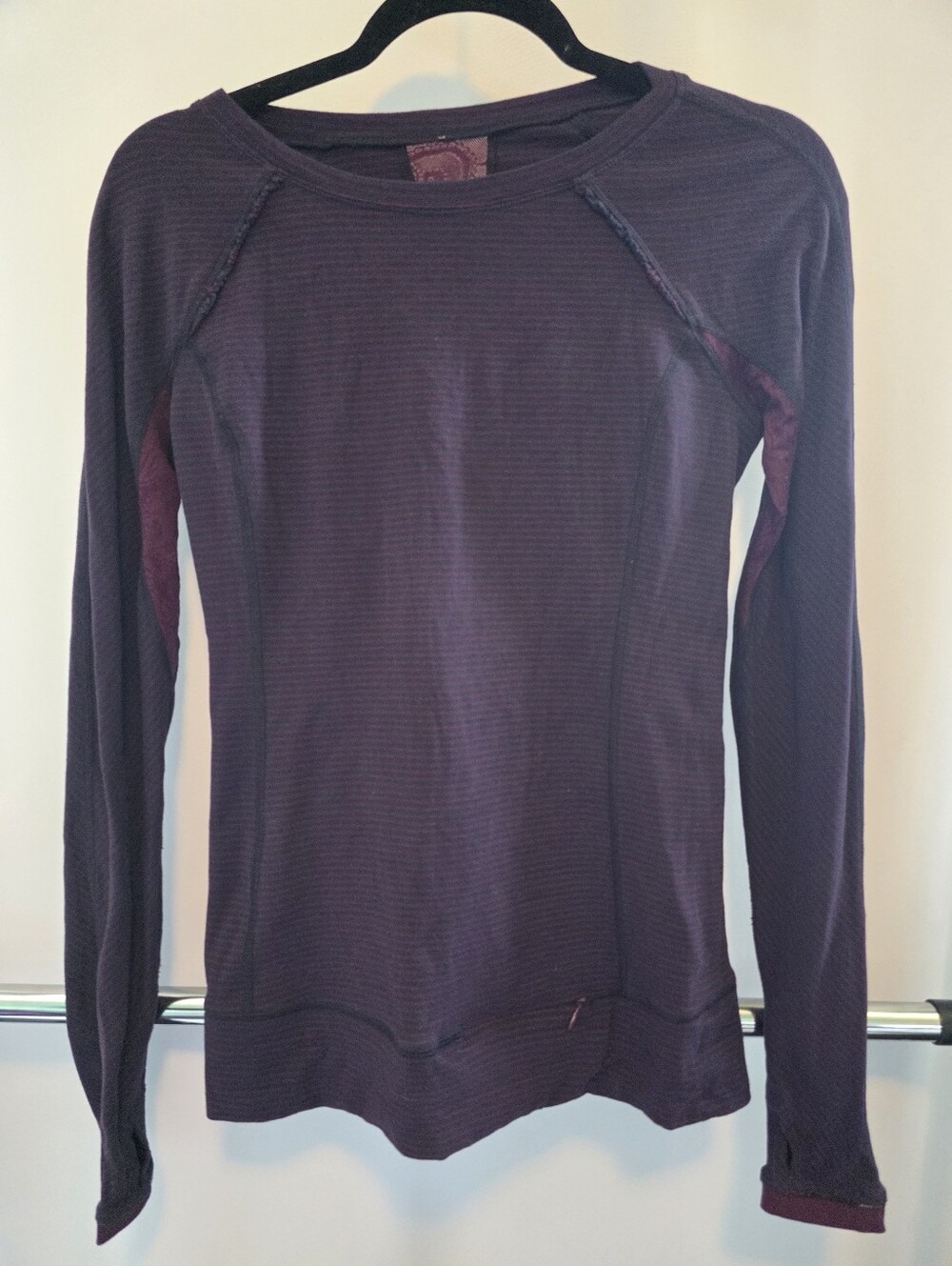 Women’s LululemonLong-Sleeve Scoop Neck Top - Plum and Blue Stripped.